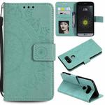 For LG K50 / Q60 Totem Flower Embossed Horizontal Flip TPU + PU Leather Case with Holder & Card Slots & Wallet(Green)