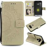 For LG K50 / Q60 Totem Flower Embossed Horizontal Flip TPU + PU Leather Case with Holder & Card Slots & Wallet(Gold)