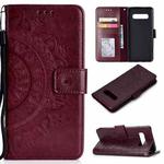 For V60 ThinQ 5G Totem Flower Embossed Horizontal Flip TPU + PU Leather Case with Holder & Card Slots & Wallet(Brown)