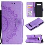 For V60 ThinQ 5G Totem Flower Embossed Horizontal Flip TPU + PU Leather Case with Holder & Card Slots & Wallet(Purple)