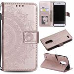 For LG X210 Totem Flower Embossed Horizontal Flip TPU + PU Leather Case with Holder & Card Slots & Wallet(Rose Gold)