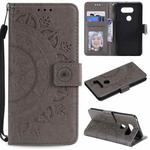 For LG V30 Totem Flower Embossed Horizontal Flip TPU + PU Leather Case with Holder & Card Slots & Wallet(Grey)