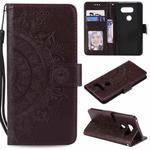 For LG V30 Totem Flower Embossed Horizontal Flip TPU + PU Leather Case with Holder & Card Slots & Wallet(Brown)