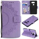 For LG V30 Totem Flower Embossed Horizontal Flip TPU + PU Leather Case with Holder & Card Slots & Wallet(Purple)