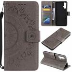 For Huawei nova 5 Totem Flower Embossed Horizontal Flip TPU + PU Leather Case with Holder & Card Slots & Wallet(Grey)