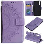 For Huawei nova 5 Totem Flower Embossed Horizontal Flip TPU + PU Leather Case with Holder & Card Slots & Wallet(Purple)
