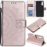 For Huawei nova 5 Totem Flower Embossed Horizontal Flip TPU + PU Leather Case with Holder & Card Slots & Wallet(Rose Gold)