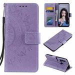 For Huawei P20 Lite (2019) Totem Flower Embossed Horizontal Flip TPU + PU Leather Case with Holder & Card Slots & Wallet(Purple)