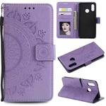 For Huawei P20 Lite Totem Flower Embossed Horizontal Flip TPU + PU Leather Case with Holder & Card Slots & Wallet(Purple)