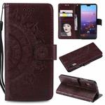 For Huawei P20 Totem Flower Embossed Horizontal Flip TPU + PU Leather Case with Holder & Card Slots & Wallet(Brown)