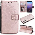 For Huawei P20 Totem Flower Embossed Horizontal Flip TPU + PU Leather Case with Holder & Card Slots & Wallet(Rose Gold)