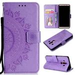 For Huawei Mate 10 Pro Totem Flower Embossed Horizontal Flip TPU + PU Leather Case with Holder & Card Slots & Wallet(Purple)