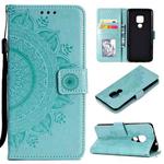 For Huawei Mate 20 Totem Flower Embossed Horizontal Flip TPU + PU Leather Case with Holder & Card Slots & Wallet(Green)