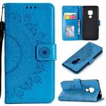 For Huawei Mate 20 Totem Flower Embossed Horizontal Flip TPU + PU Leather Case with Holder & Card Slots & Wallet(Blue)