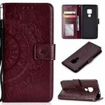 For Huawei Mate 20 Totem Flower Embossed Horizontal Flip TPU + PU Leather Case with Holder & Card Slots & Wallet(Brown)