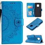 For Huawei Mate 20 Pro Totem Flower Embossed Horizontal Flip TPU + PU Leather Case with Holder & Card Slots & Wallet(Blue)