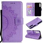 For Huawei P20 Pro Totem Flower Embossed Horizontal Flip TPU + PU Leather Case with Holder & Card Slots & Wallet(Purple)