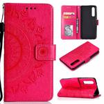 For Huawei P30 Totem Flower Embossed Horizontal Flip TPU + PU Leather Case with Holder & Card Slots & Wallet(Red)