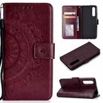 For Huawei P30 Totem Flower Embossed Horizontal Flip TPU + PU Leather Case with Holder & Card Slots & Wallet(Brown)