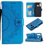 For Huawei P30 Lite Totem Flower Embossed Horizontal Flip TPU + PU Leather Case with Holder & Card Slots & Wallet(Blue)