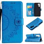 For Huawei P30 Pro Totem Flower Embossed Horizontal Flip TPU + PU Leather Case with Holder & Card Slots & Wallet(Blue)