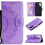 For Huawei P30 Pro Totem Flower Embossed Horizontal Flip TPU + PU Leather Case with Holder & Card Slots & Wallet(Purple)