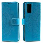 For Huawei P40 Totem Flower Embossed Horizontal Flip TPU + PU Leather Case with Holder & Card Slots & Wallet(Blue)