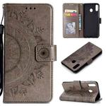 For Huawei P40 Lite E / Y7p Totem Flower Embossed Horizontal Flip TPU + PU Leather Case with Holder & Card Slots & Wallet(Grey)