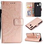 For Huawei P40 Lite E / Y7p Totem Flower Embossed Horizontal Flip TPU + PU Leather Case with Holder & Card Slots & Wallet(Rose Gold)