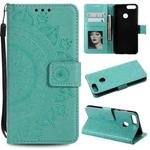 For Huawei P smart Totem Flower Embossed Horizontal Flip TPU + PU Leather Case with Holder & Card Slots & Wallet(Green)