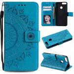 For Huawei P smart Totem Flower Embossed Horizontal Flip TPU + PU Leather Case with Holder & Card Slots & Wallet(Blue)