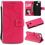 For Huawei P smart Totem Flower Embossed Horizontal Flip TPU + PU Leather Case with Holder & Card Slots & Wallet(Red)