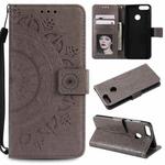 For Huawei P smart Totem Flower Embossed Horizontal Flip TPU + PU Leather Case with Holder & Card Slots & Wallet(Grey)
