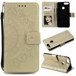 For Huawei P smart Totem Flower Embossed Horizontal Flip TPU + PU Leather Case with Holder & Card Slots & Wallet(Gold)