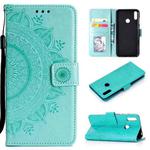 For Huawei Y7 (2019) Totem Flower Embossed Horizontal Flip TPU + PU Leather Case with Holder & Card Slots & Wallet(Green)