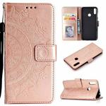 For Huawei Y7 (2019) Totem Flower Embossed Horizontal Flip TPU + PU Leather Case with Holder & Card Slots & Wallet(Rose Gold)