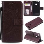 For Huawei Honor 9 Lite Totem Flower Embossed Horizontal Flip TPU + PU Leather Case with Holder & Card Slots & Wallet(Brown)