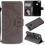 For Huawei Honor 9 Lite Totem Flower Embossed Horizontal Flip TPU + PU Leather Case with Holder & Card Slots & Wallet(Grey)