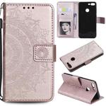 For Huawei Honor 9 Lite Totem Flower Embossed Horizontal Flip TPU + PU Leather Case with Holder & Card Slots & Wallet(Rose Gold)