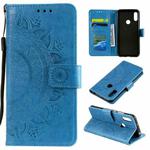 For Huawei Honor 20 Lite Totem Flower Embossed Horizontal Flip TPU + PU Leather Case with Holder & Card Slots & Wallet(Blue)