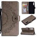 For Huawei Honor 9X Totem Flower Embossed Horizontal Flip TPU + PU Leather Case with Holder & Card Slots & Wallet(Grey)