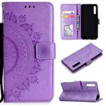 For Huawei Honor 9X Totem Flower Embossed Horizontal Flip TPU + PU Leather Case with Holder & Card Slots & Wallet(Purple)