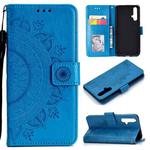 For Huawei Honor 20 Totem Flower Embossed Horizontal Flip TPU + PU Leather Case with Holder & Card Slots & Wallet(Blue)