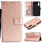 For Huawei Honor 20 Totem Flower Embossed Horizontal Flip TPU + PU Leather Case with Holder & Card Slots & Wallet(Rose Gold)