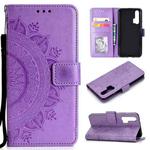 For Huawei Honor 20 Pro Totem Flower Embossed Horizontal Flip TPU + PU Leather Case with Holder & Card Slots & Wallet(Purple)