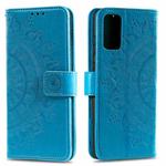 For Huawei Y5p Totem Flower Embossed Horizontal Flip TPU + PU Leather Case with Holder & Card Slots & Wallet(Blue)