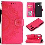 For Huawei Y6p Totem Flower Embossed Horizontal Flip TPU + PU Leather Case with Holder & Card Slots & Wallet(Red)