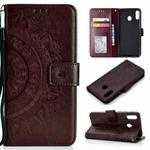 For Huawei Y6p Totem Flower Embossed Horizontal Flip TPU + PU Leather Case with Holder & Card Slots & Wallet(Brown)