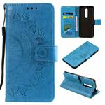 For Nokia 2.4 Totem Flower Embossed Horizontal Flip TPU + PU Leather Case with Holder & Card Slots & Wallet(Blue)