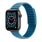 Litchi Texture Silicone Loopback Watch Band For Apple Watch Series 7 45mm / 6 & SE & 5 & 4 44mm / 3 & 2 & 1 42mm(Cape Blue)
